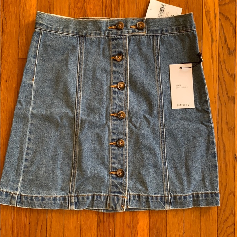 Forever 21 Button Up Denim Mini Skirt NWT Sz S